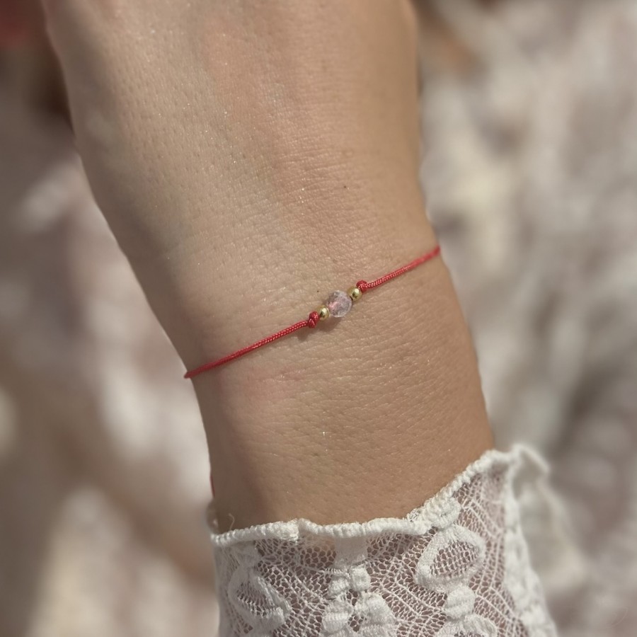 Bransoletka ochronna na „Szczęście” z kryształem górskim na czerwonym sznurku