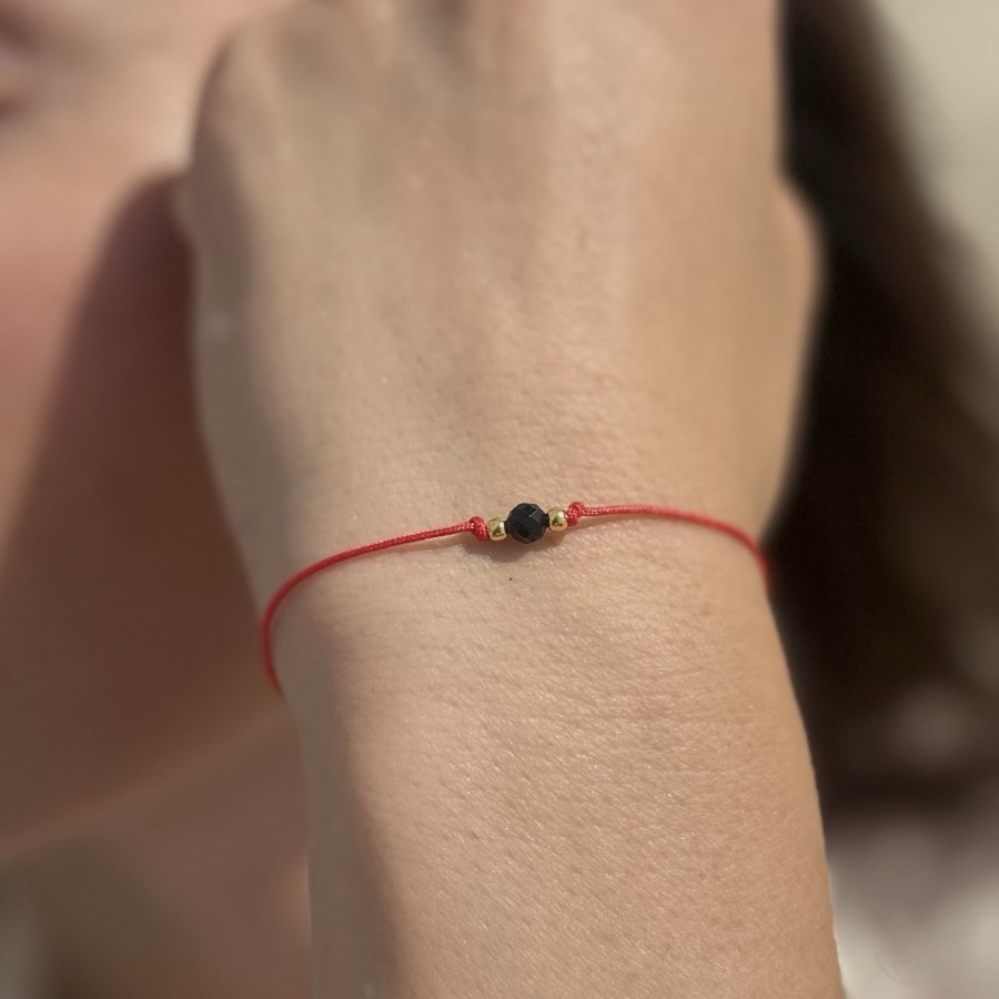 Nowa Boska Bransoletka „Ochrona” z Turmalinem szlifowanym na czerwonym sznurku