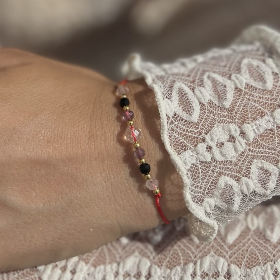 Bransoletka ochronna z turmalinem, ametystem i kryształem górskim – Boska Siła