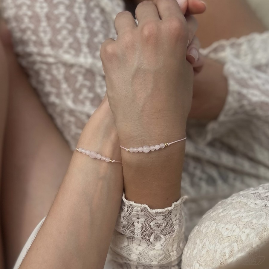 Zestaw 2 Bransoletek Przyjaźni dla bratnich dusz z energią kwarcu różowego 