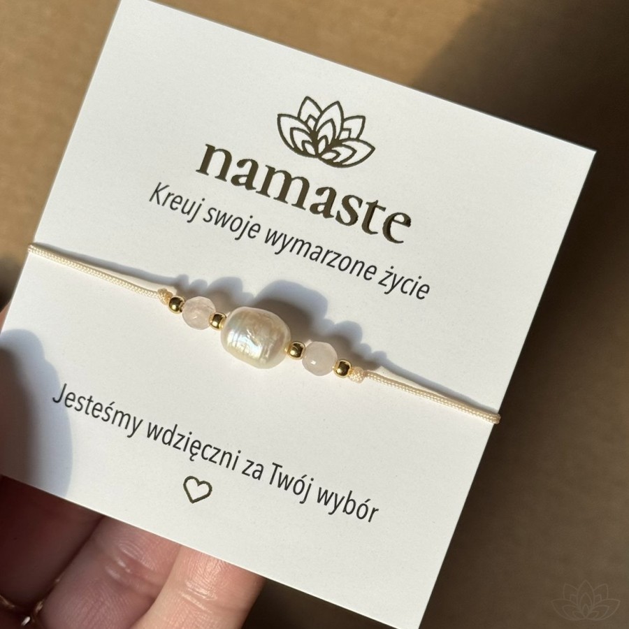 Bransoletka AURA kobiecości z perła i kwarcem różowym