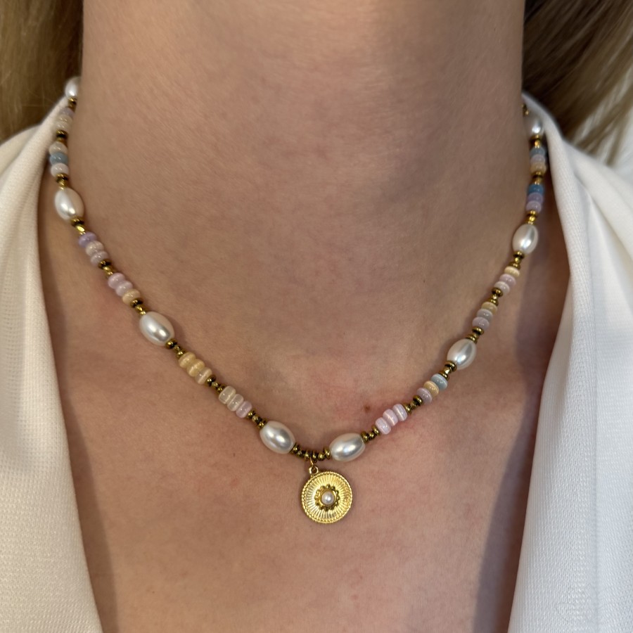 Cukierkowy naszyjnik z piękną poświatą perłową